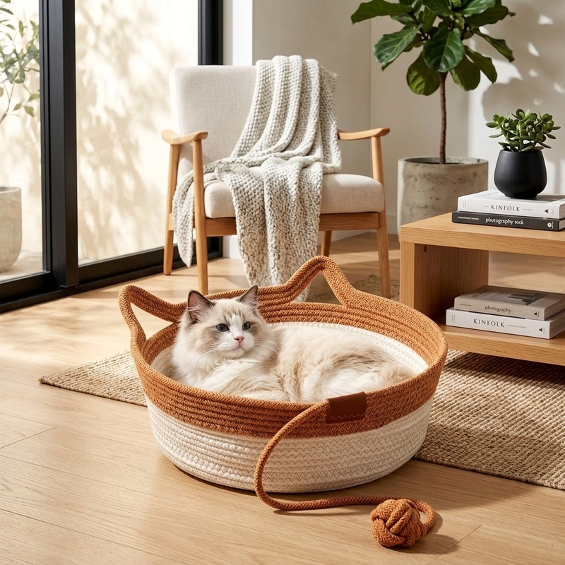 Furniture Hardware For Bed - Panier-lit pour chat en corde de